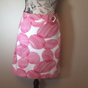 Ann Taylor cream skirt with fuchsia design.